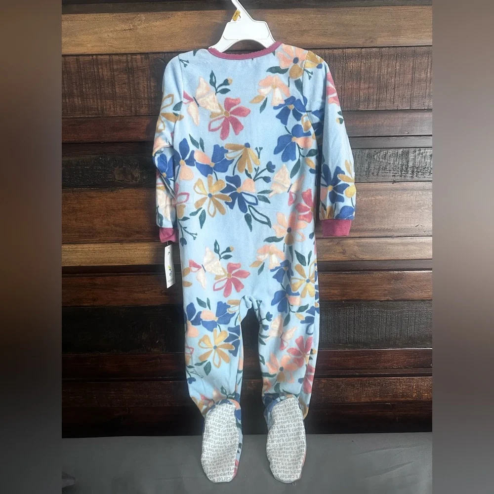 NWT Carter’s Toddler Girl Floral Blue Fleece Footsie
